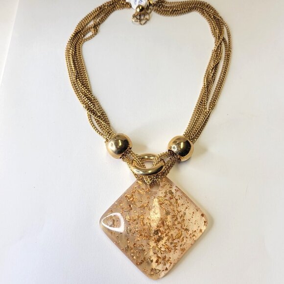 Statement Choker Gold Confetti Clear Pendant Necklace Choker Necklace - Picture 10 of 11